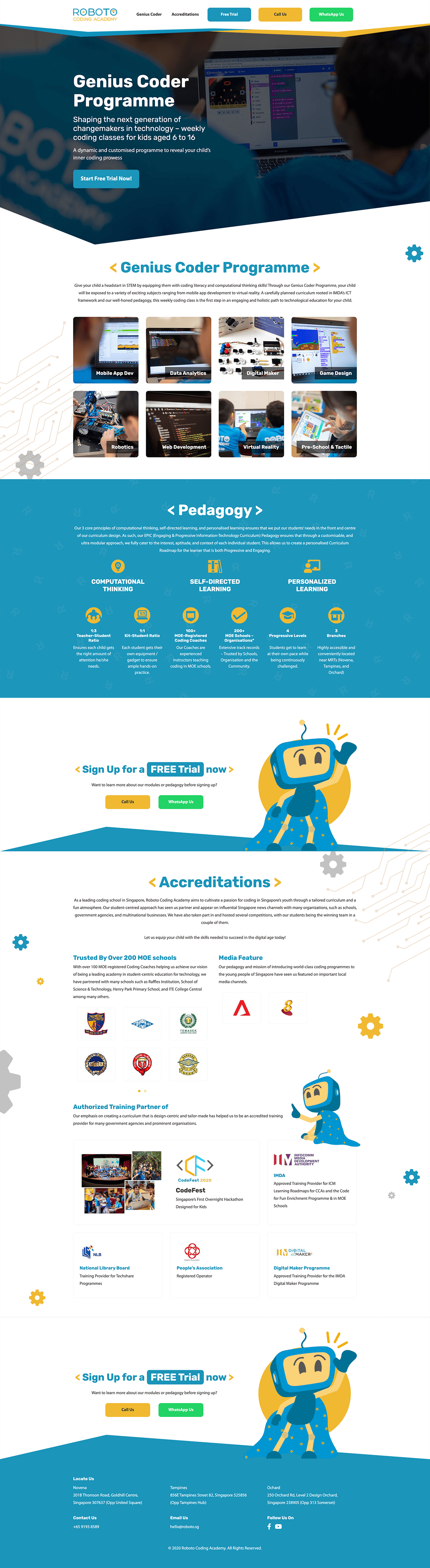 Roboto Coding Academy web page