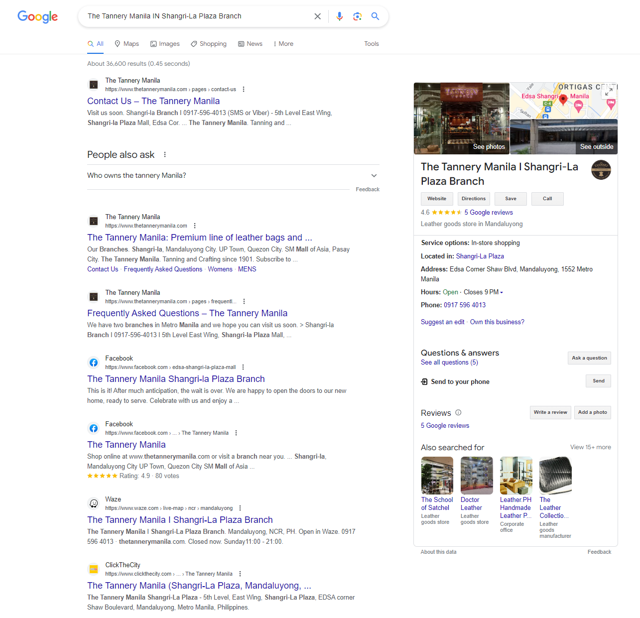 Example Google Business Profile