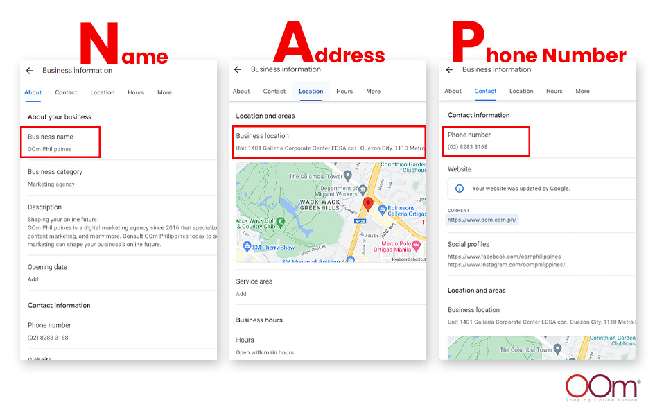Business Name Address and Phone Number