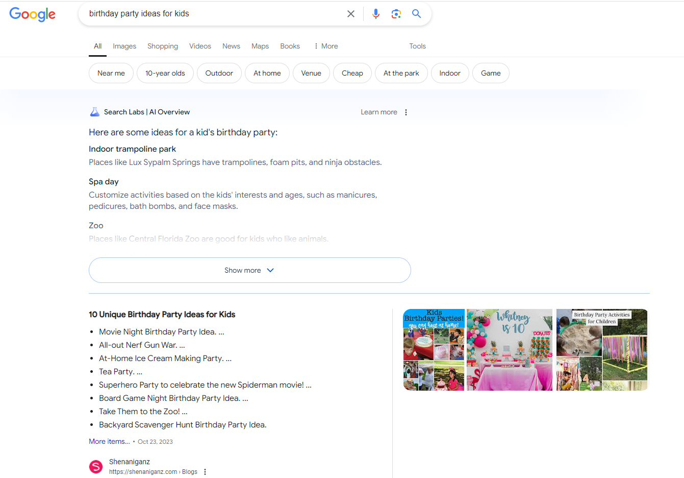 Google SGE Example